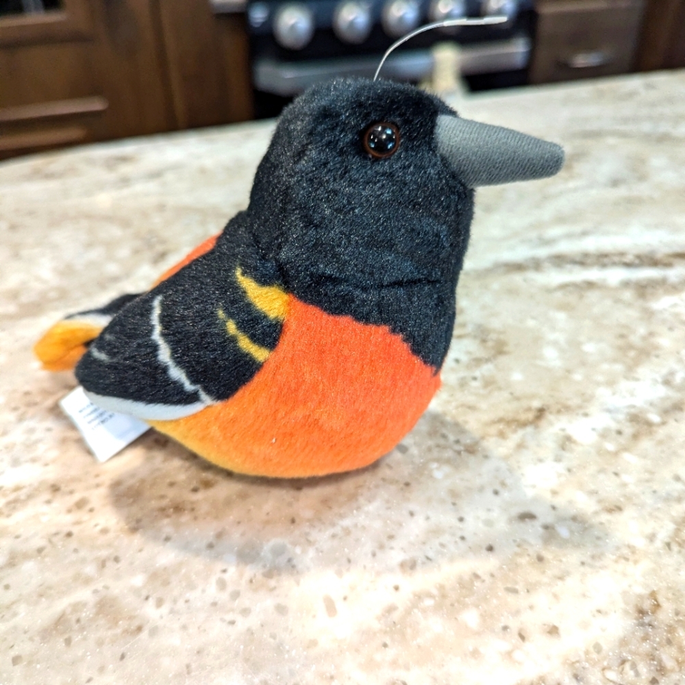Wild Republic. Plush Bird Toy - Orange and Black Baltimore Oriole. 6 Inches.